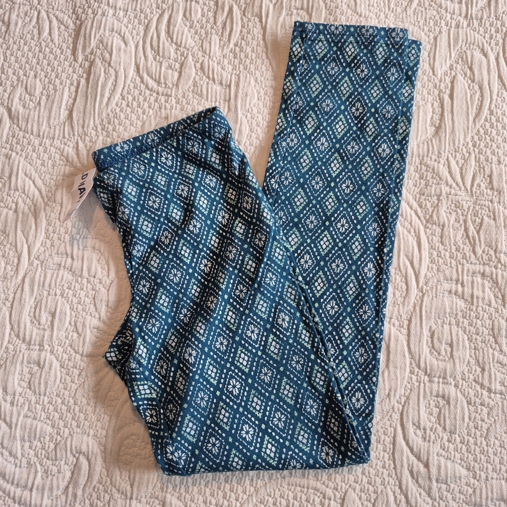 Old Navy girls size 8 dark teal white and mint diamond design leggings NEW